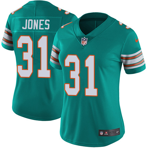 Nike Miami Dolphins #31 Byron Jones Aqua Green Alternate Women Stitched NFL Vapor Untouchable Limited Jersey->women nfl jersey->Women Jersey